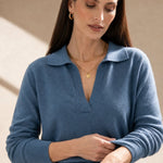 Roma Cotton Knit Polo — Blue, banana_republic product shot