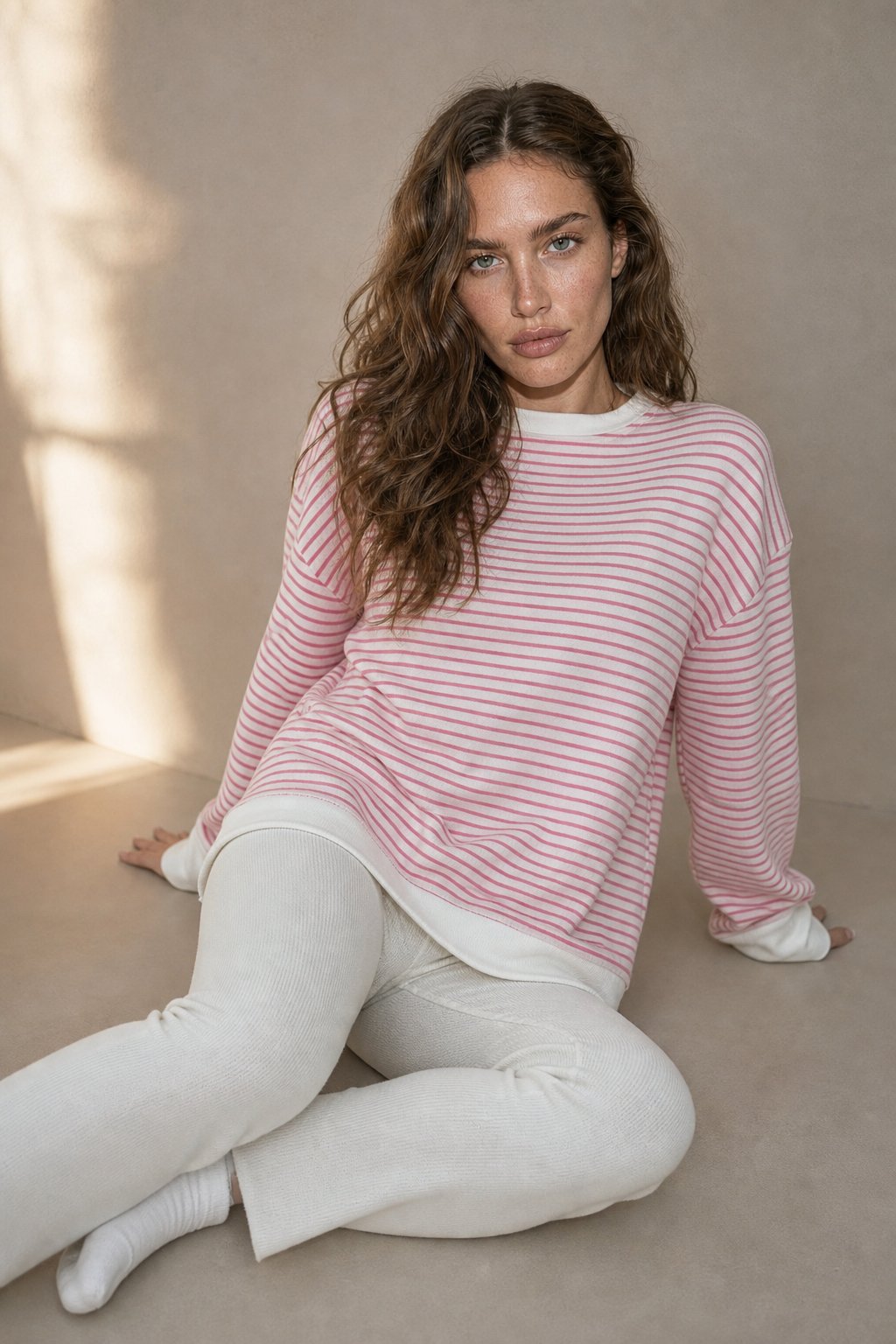Rory Stripe Spliced Loose Sweatshirt — Pink, banana_republic product shot