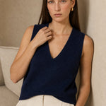 Rowan Deep-V Wool Vest — Navy, banana_republic product shot