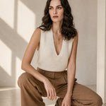 Rowan Deep-V Wool Vest — White, banana_republic product shot
