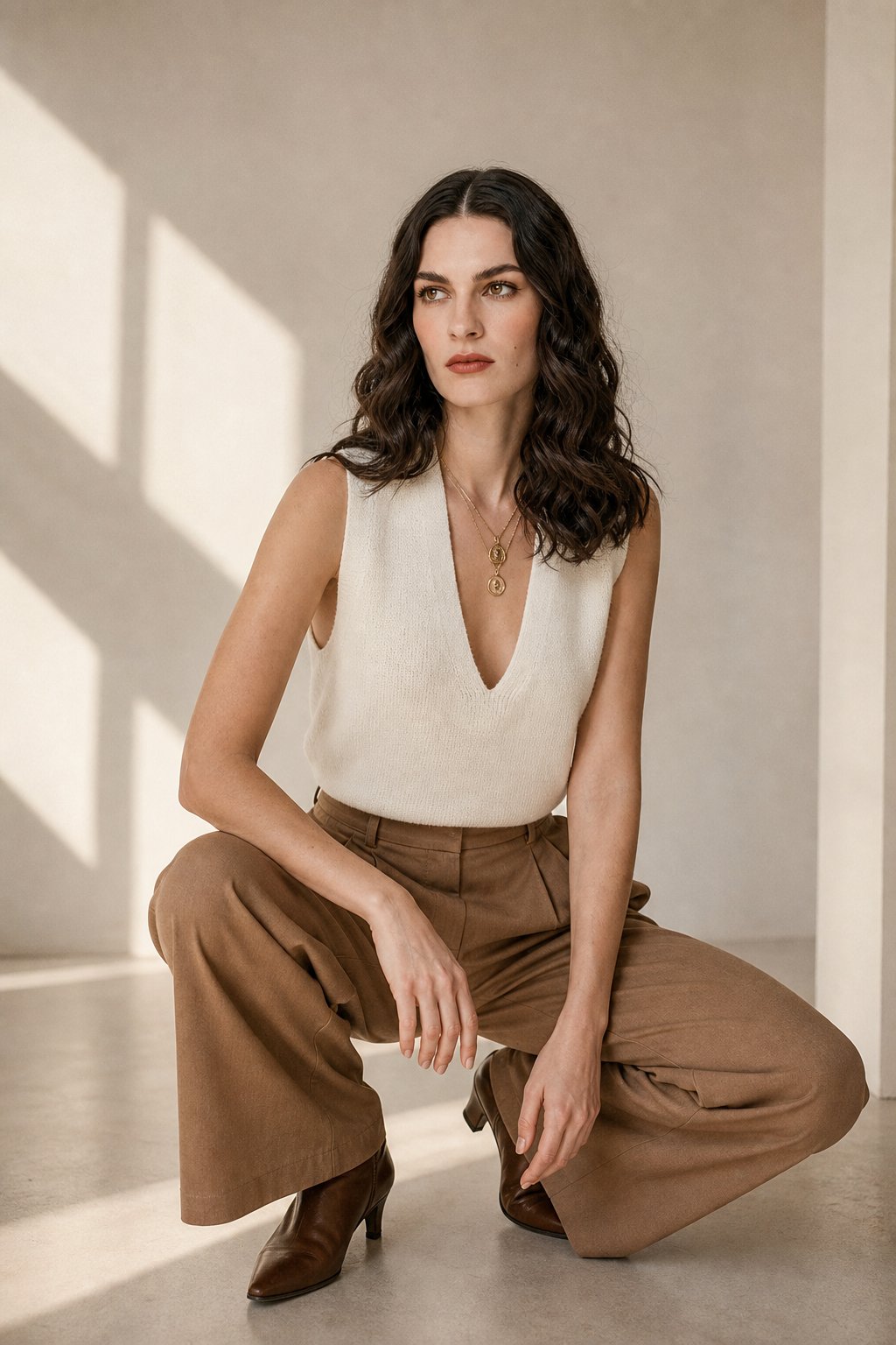 Rowan Deep-V Wool Vest — White, banana_republic product shot