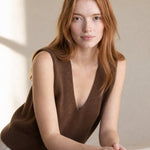 Rowan Deep-V Wool Vest — Coffee, banana_republic product shot