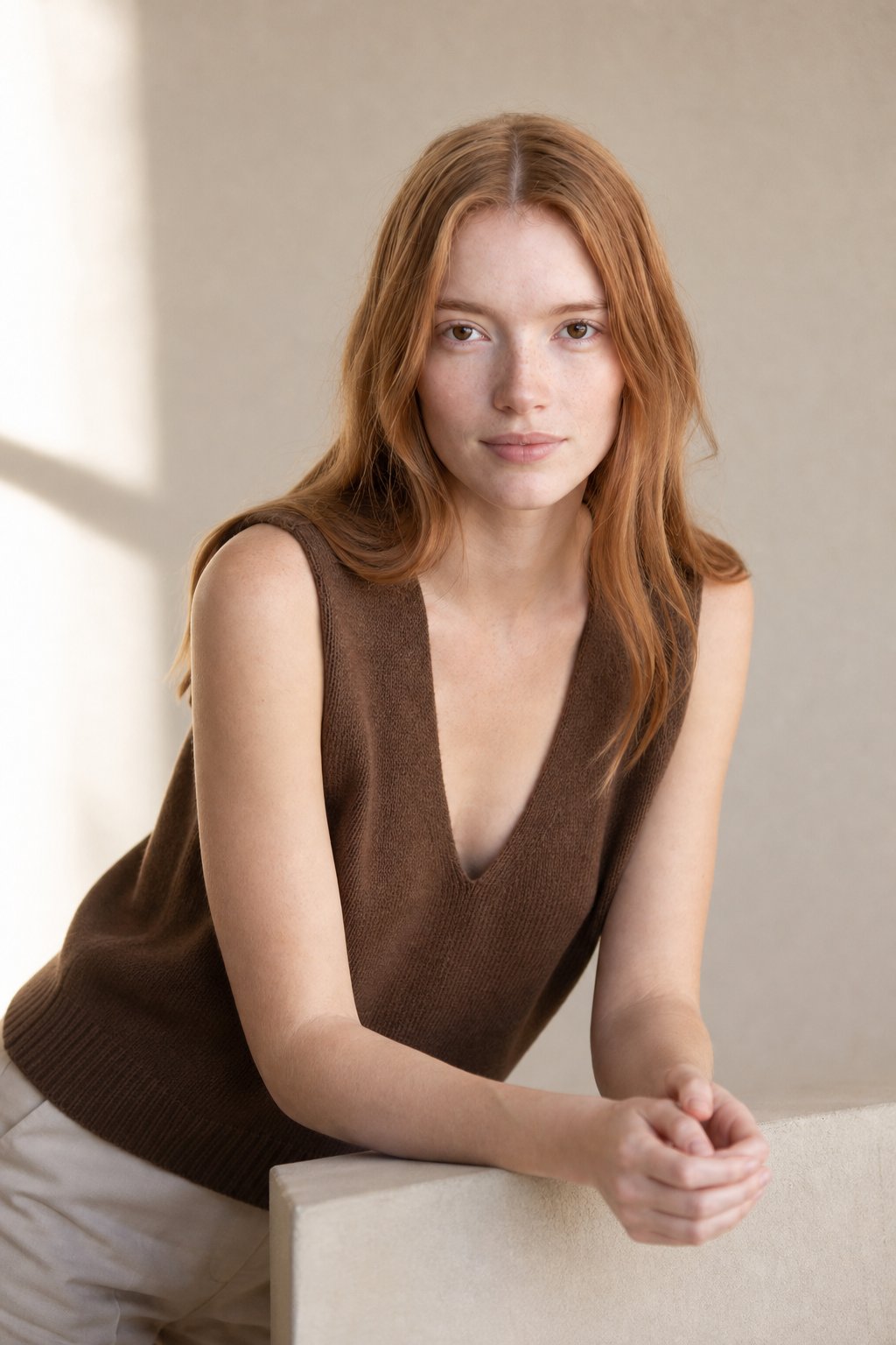Rowan Deep-V Wool Vest — Coffee, banana_republic product shot