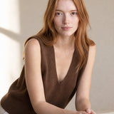 Rowan Deep-V Wool Vest — Coffee, banana_republic product shot