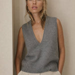 Rowan Deep-V Wool Vest — Light Gray, banana_republic product shot