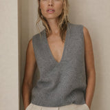 Rowan Deep-V Wool Vest — Light Gray, banana_republic product shot