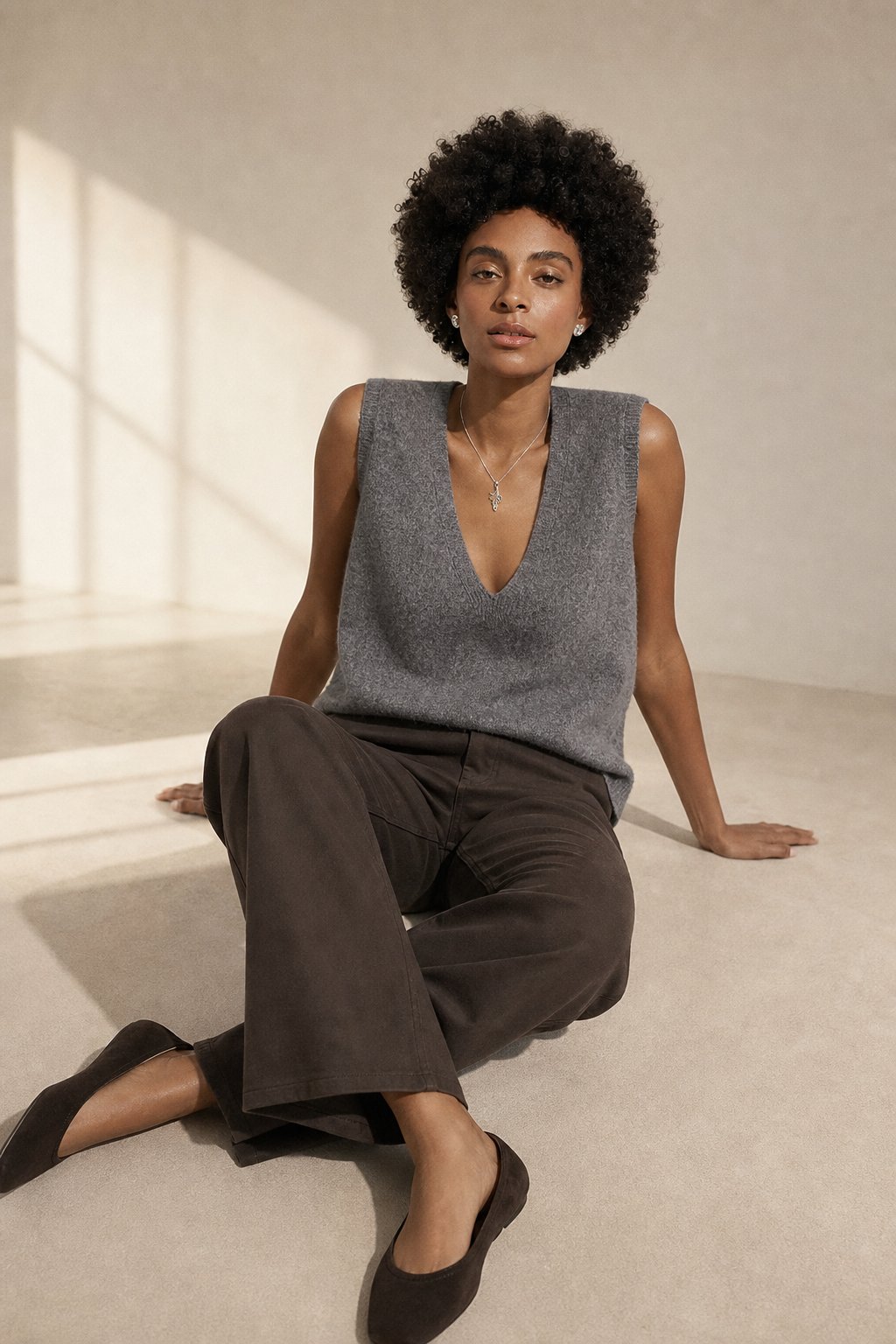 Rowan Deep-V Wool Vest — Dark Gray, banana_republic product shot