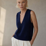 Rowan Deep-V Wool Vest — Navy, banana_republic product shot