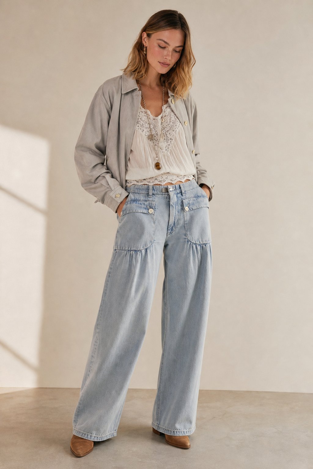 Roxy Wide-Leg Denim — Sky, banana_republic product shot