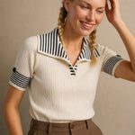 Saint-Marie Polo Tee — White, banana_republic product shot