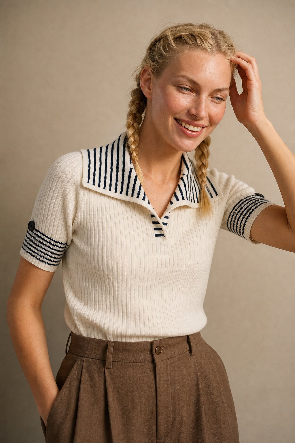 Saint-Marie Polo Tee — White, banana_republic product shot