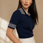 Saint-Marie Polo Tee — Navy, banana_republic product shot