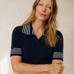 Saint-Marie Polo Tee — Navy, banana_republic product shot