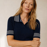 Saint-Marie Polo Tee — Navy, banana_republic product shot