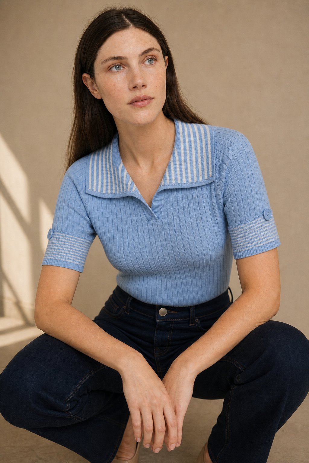 Saint-Marie Polo Tee — Sky, banana_republic product shot