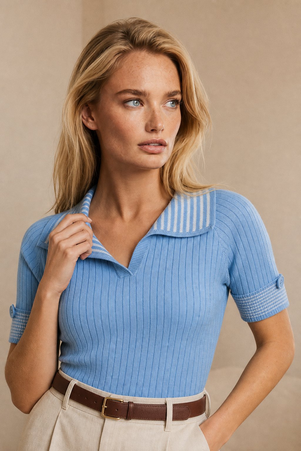 Saint-Marie Polo Tee — Sky, banana_republic product shot