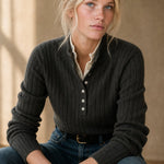 Scholar Ribbed Wool Polo — Black, banana_republic product shot