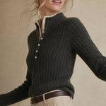 Scholar Ribbed Wool Polo — Black, banana_republic product shot