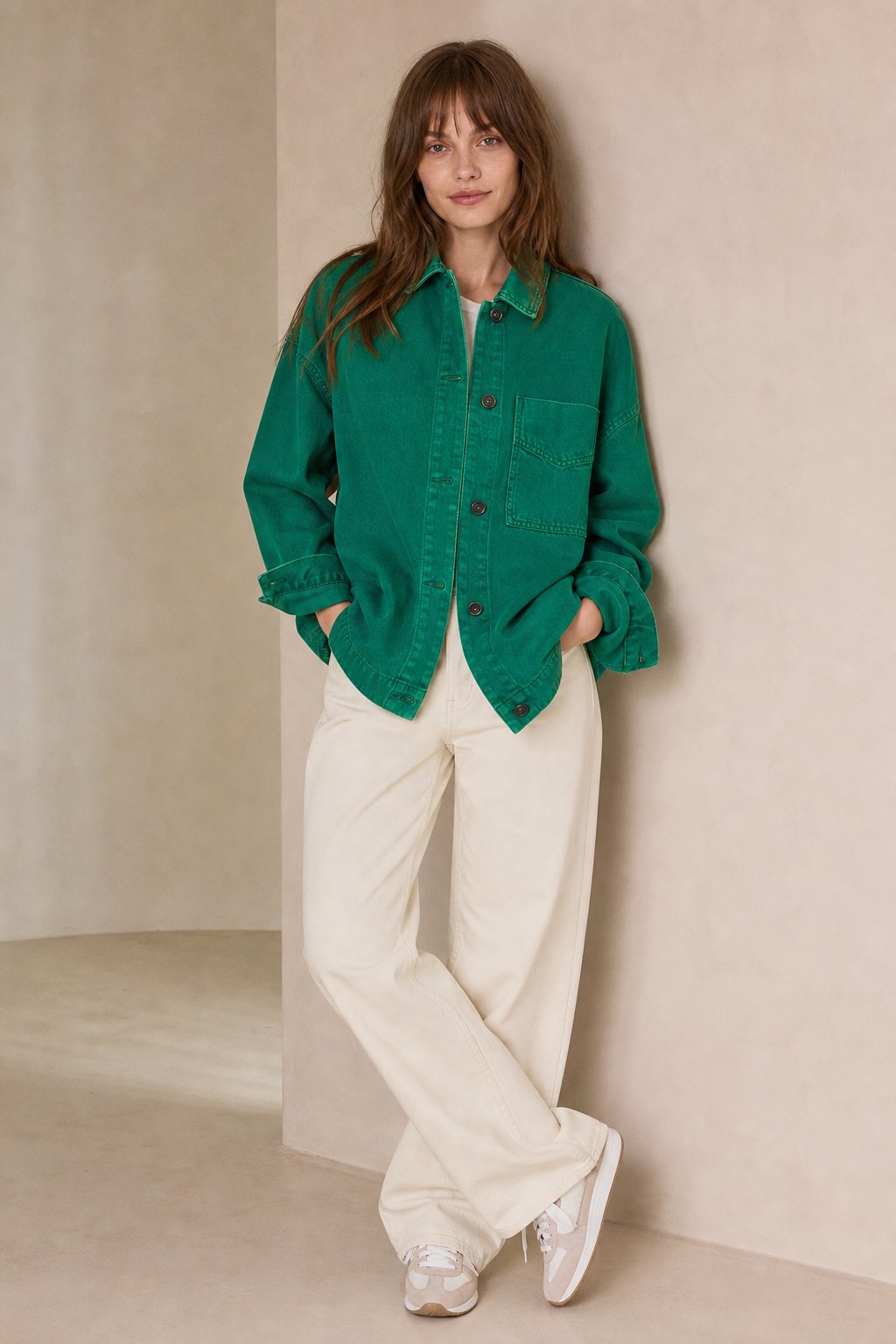 Seaforth Washed Denim Jacket — green, banana_republic product shot