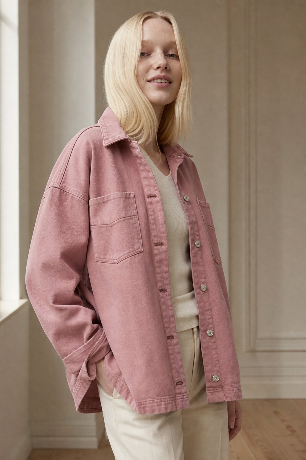 Seaforth Washed Denim Jacket — Pink, banana_republic product shot