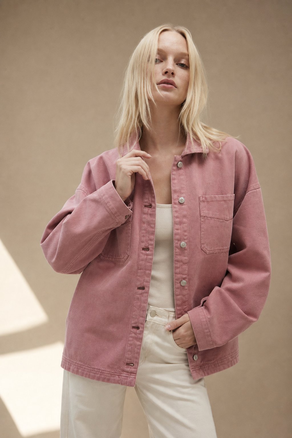 Seaforth Washed Denim Jacket — Pink, banana_republic product shot