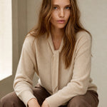 Selene Scarf-Collar Cashmere Pullover — Beige, banana_republic product shot