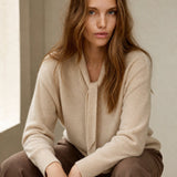 Selene Scarf-Collar Cashmere Pullover — Beige, banana_republic product shot