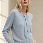 Selene Scarf-Collar Cashmere Pullover — Sky, banana_republic product shot