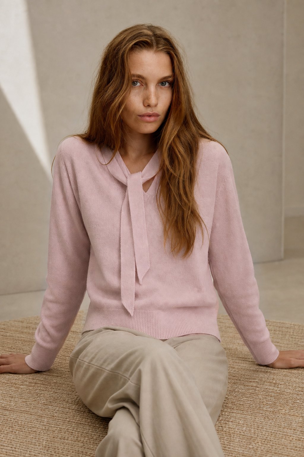 Selene Scarf-Collar Cashmere Pullover — Pink, banana_republic product shot