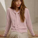 Selene Scarf-Collar Cashmere Pullover — Pink, banana_republic product shot