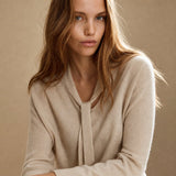 Selene Scarf-Collar Cashmere Pullover — Beige, banana_republic product shot