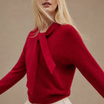 Selene Scarf-Collar Cashmere Pullover — Burgundy, banana_republic product shot