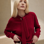 Selene Scarf-Collar Cashmere Pullover — Burgundy, banana_republic product shot