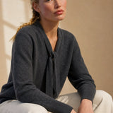 Selene Scarf-Collar Cashmere Pullover — black, banana_republic product shot