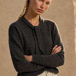 Selene Scarf-Collar Cashmere Pullover — black, banana_republic product shot