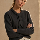 Selene Scarf-Collar Cashmere Pullover — black, banana_republic product shot