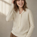 Selene Scarf-Collar Cashmere Pullover — Ivory, banana_republic product shot