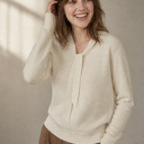 Selene Scarf-Collar Cashmere Pullover — Ivory, banana_republic product shot