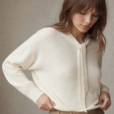 Selene Scarf-Collar Cashmere Pullover — Ivory, banana_republic product shot