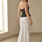 Seraphine Satin Fishtail Maxi Skirt — White, banana_republic product shot