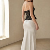Seraphine Satin Fishtail Maxi Skirt — White, banana_republic product shot