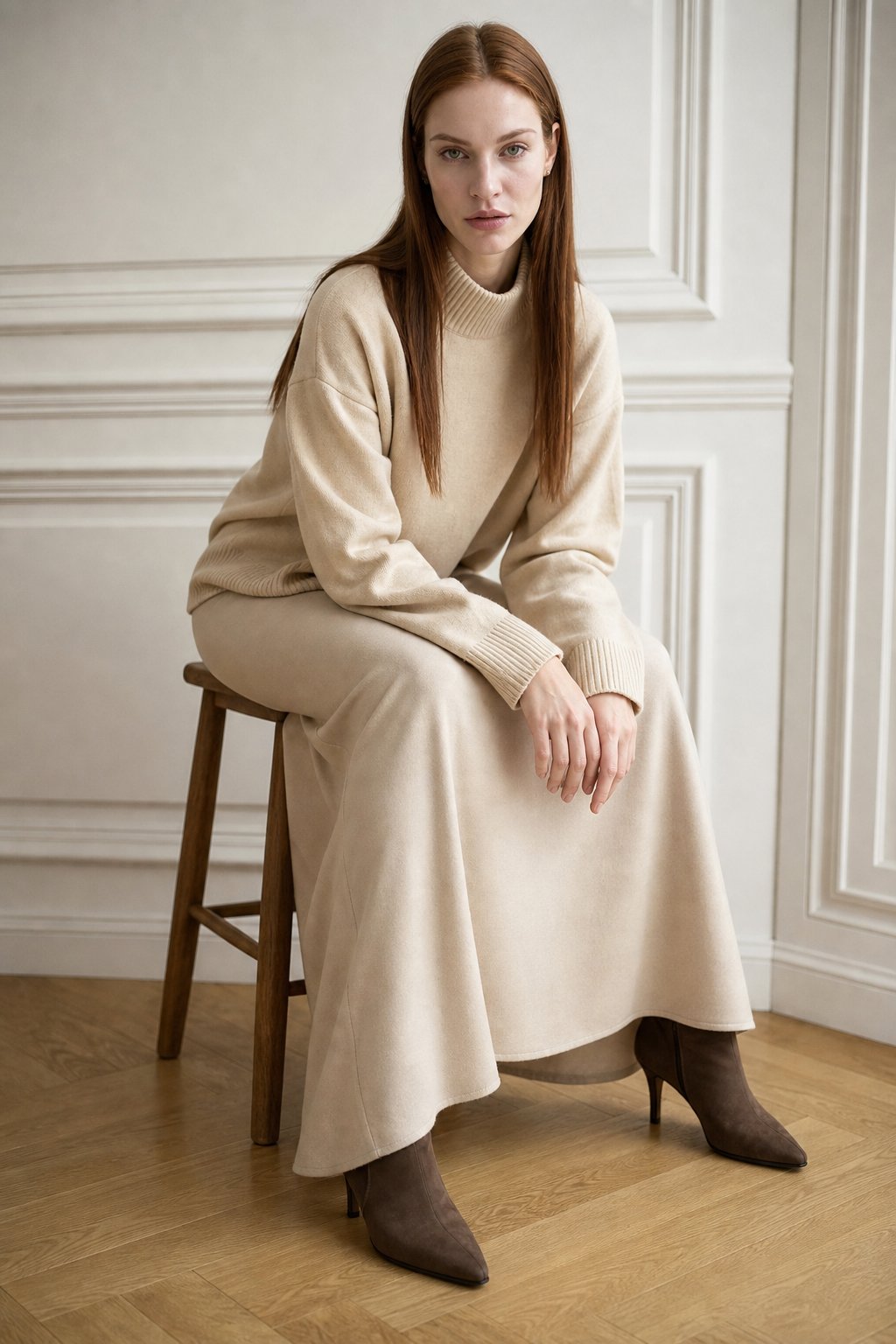 Seraphine Satin Fishtail Maxi Skirt — Beige, banana_republic product shot