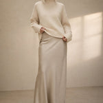 Seraphine Satin Fishtail Maxi Skirt — Beige, banana_republic product shot