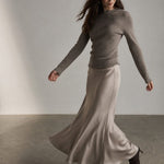 Seraphine Satin Fishtail Maxi Skirt — Khaki, banana_republic product shot