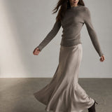 Seraphine Satin Fishtail Maxi Skirt — Khaki, banana_republic product shot