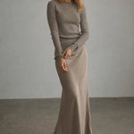 Seraphine Satin Fishtail Maxi Skirt — Khaki, banana_republic product shot