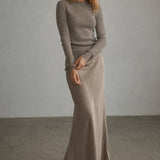 Seraphine Satin Fishtail Maxi Skirt — Khaki, banana_republic product shot