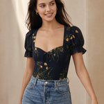 Serena Floral Blouse — Black, banana_republic product shot