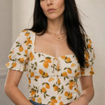 Serena Floral Blouse — Orange, banana_republic product shot