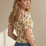 Serena Floral Blouse — Orange, banana_republic product shot
